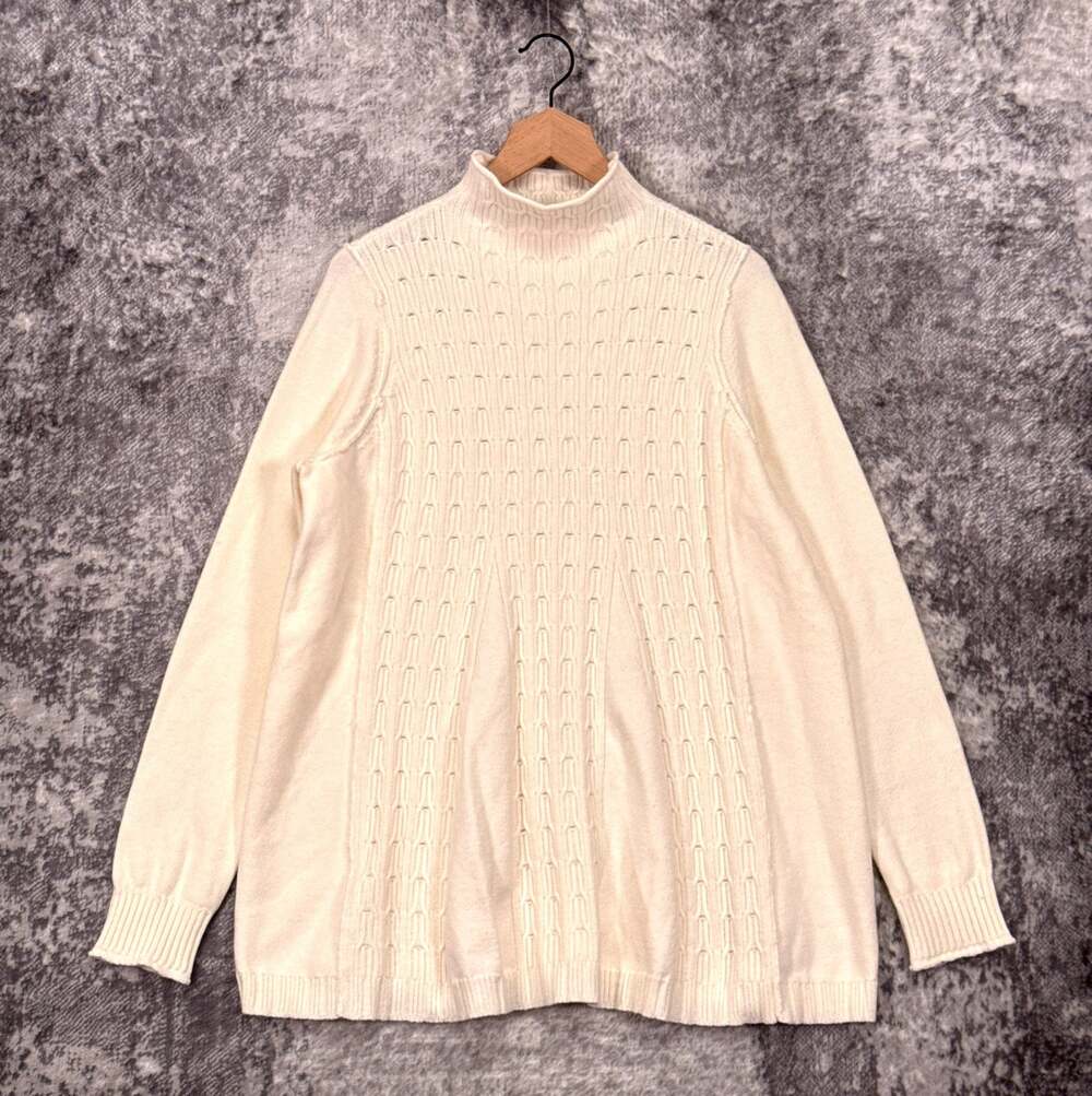 Anthropologie Sweater Medium Womens Pilcro Mock Neck Cable Knit Long Swing